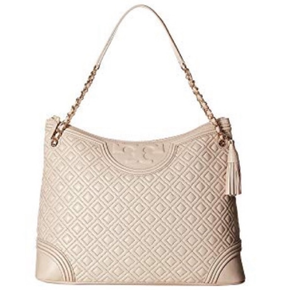 Tory Burch Fleming Pink Quilted Chain Tote